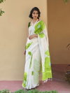 MG 596 Plain Linen With Gold Jari Border Printed Saree Exporters In India